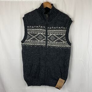 Lost Horizons Men's Sven Fleece Lined Wool Vest Full Zip Natural Black Size XL